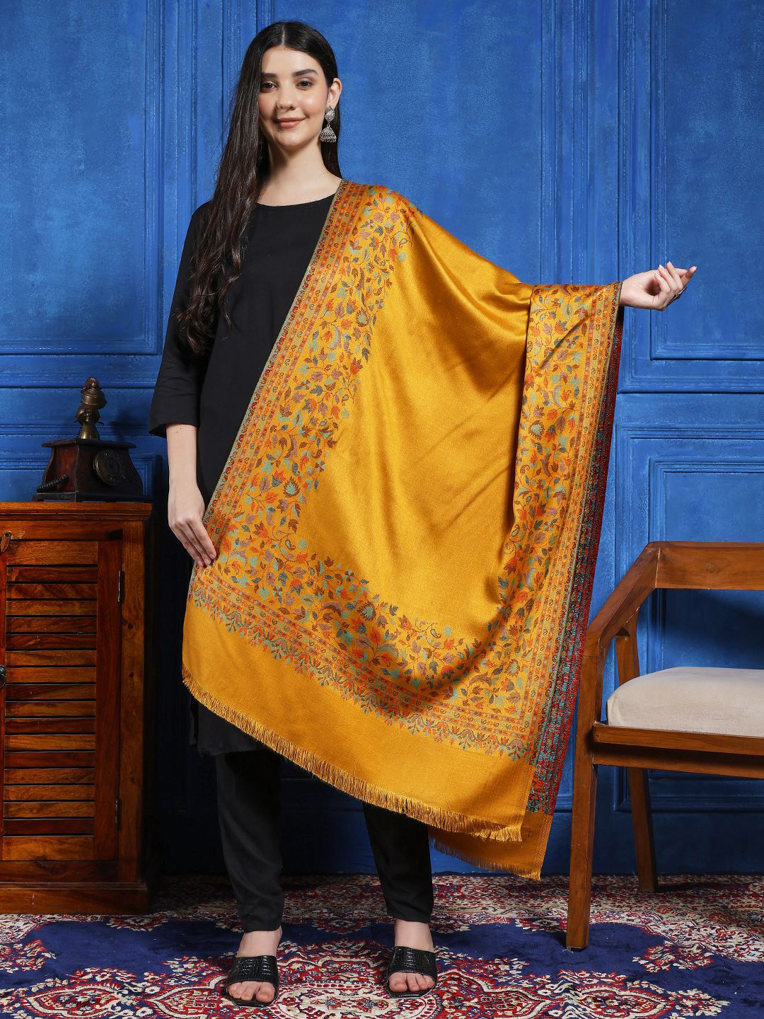 HANDICRAFT PALACE Women Floral Woven Design Stole