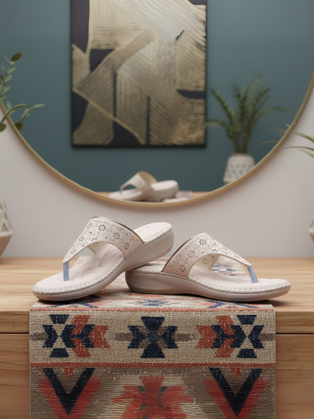 TRASE Women Open Toe Flats with Laser Cuts