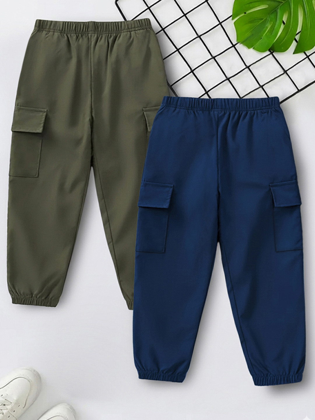 YK X Trampoline Kids Pack Of 2 Cotton Elastic Waistband Joggers