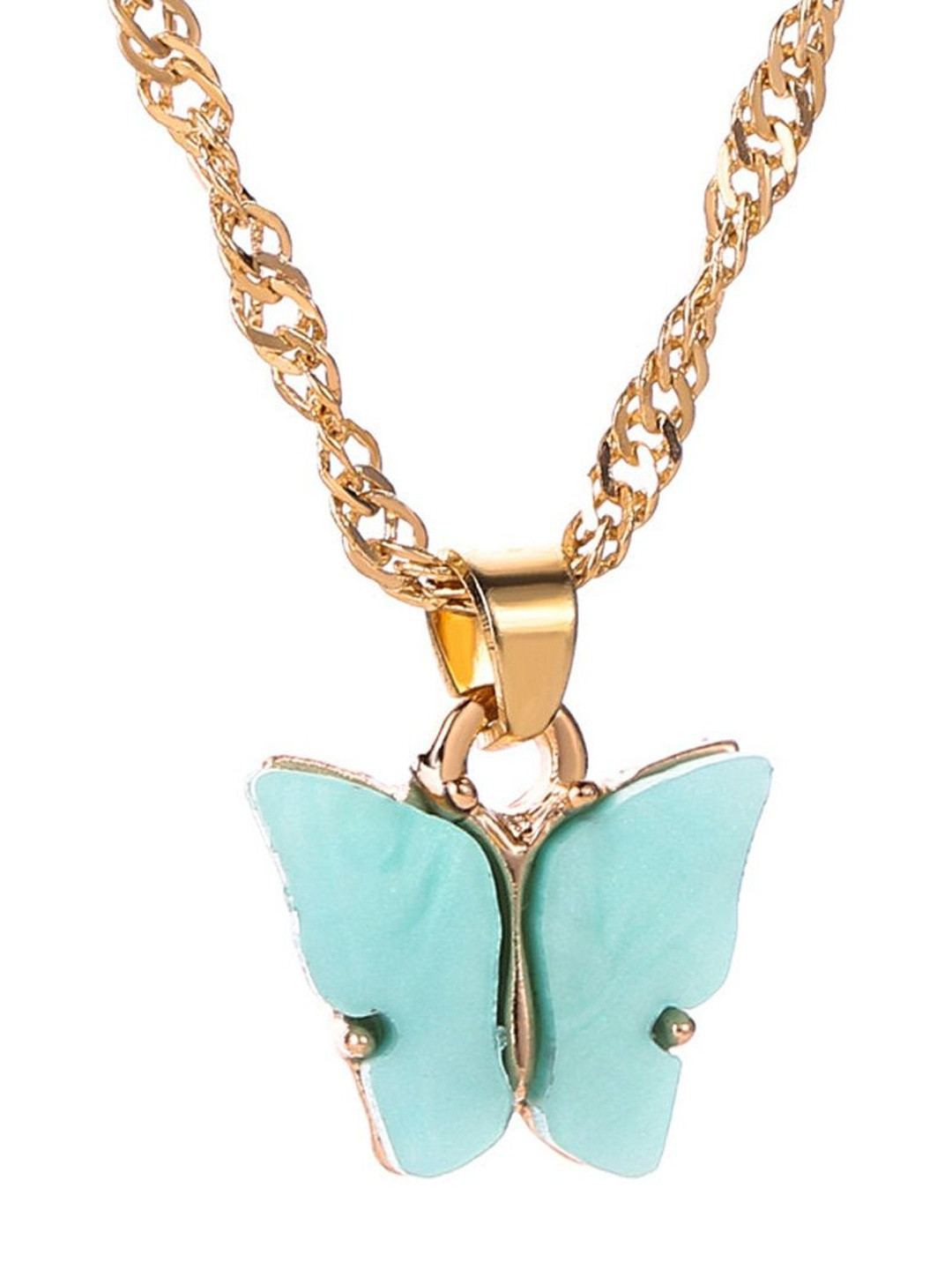 TheVineGirl Blue Butterfly Pendant Gold-Plated Necklace
