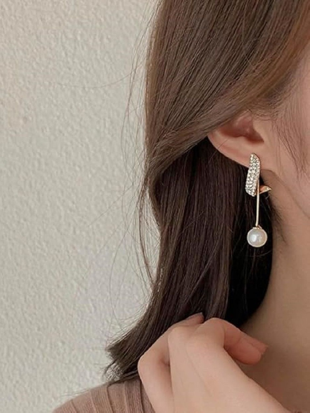 TheVineGirl Women Studded Wing Pearl Tassel Drop Earrings