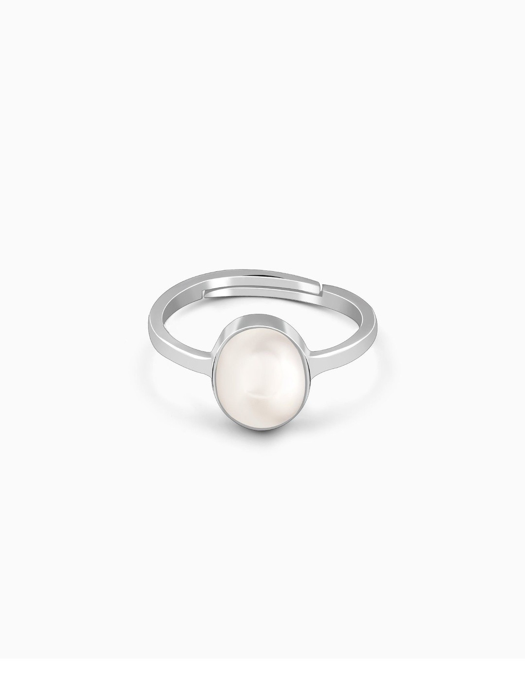 GIVA Men's 925 Silver Rhodium-Plated Pearl Ring