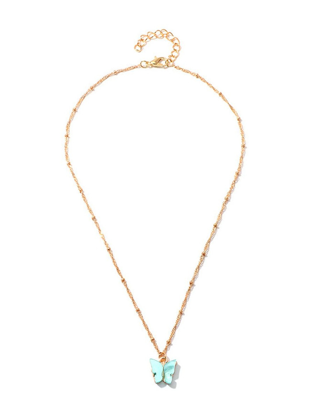 TheVineGirl Blue Butterfly Pendant Gold-Plated Necklace