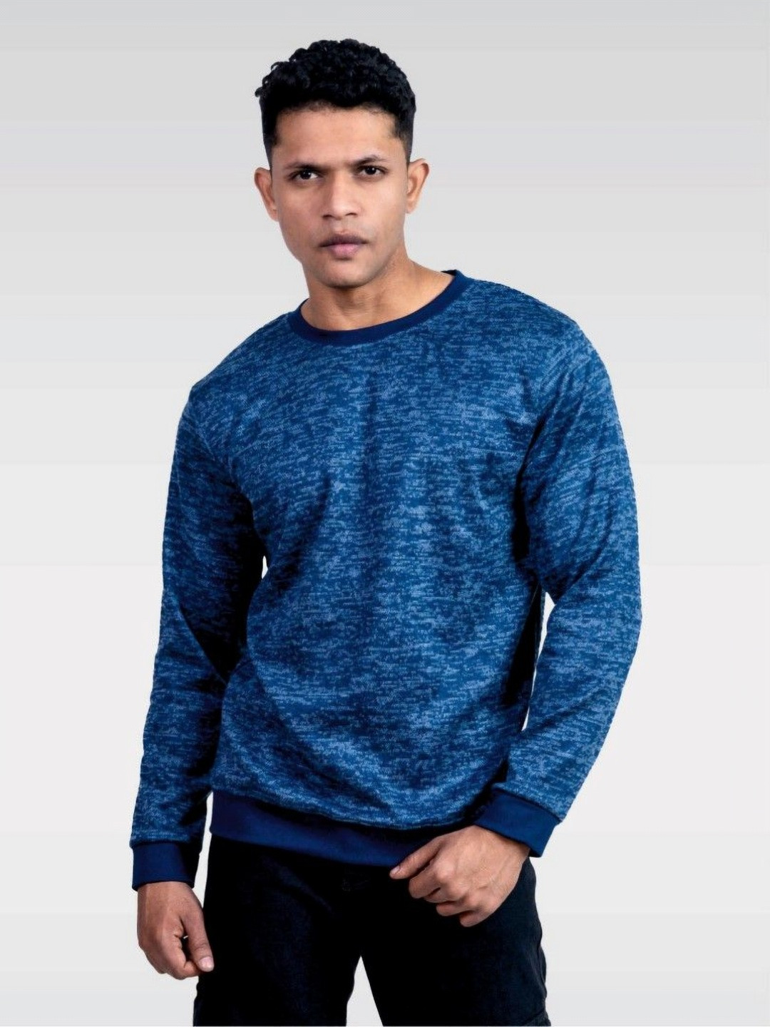 LYNX Men Long Sleeves Navy Blue T-shirt
