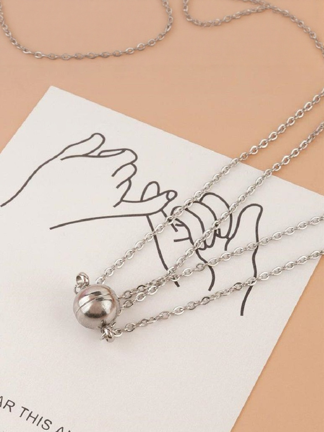 TheVineGirl Women Silver-Plated Ball Chain Magnet Chain