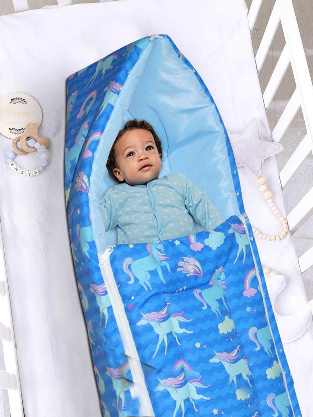 OSCAR HOME Blue & Pink Abstract Printed Cotton Baby Sleeping Bag