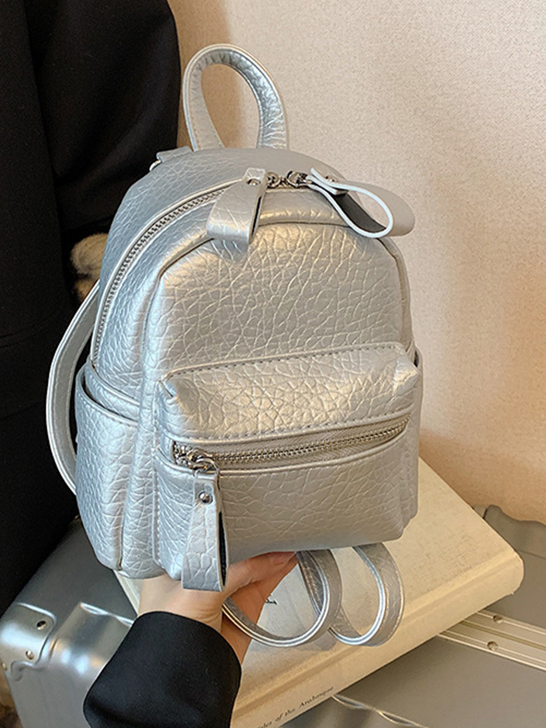 CORSICA Silver Solid Small Casual Swagger Shoulder Bag