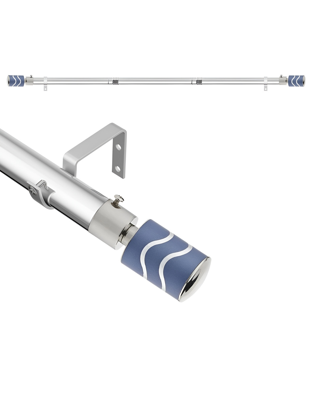 GLOXY Blue Chrome Finish Extendable Curtain Rods & Brackets
