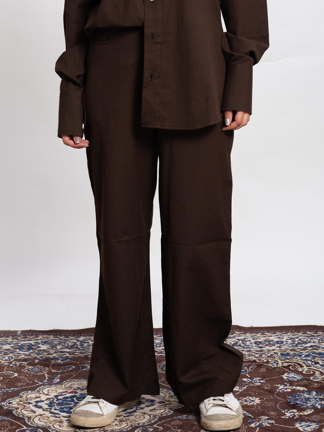 JAIPUR GLOBAL Relaxed Mid-Rise Flared Trousers