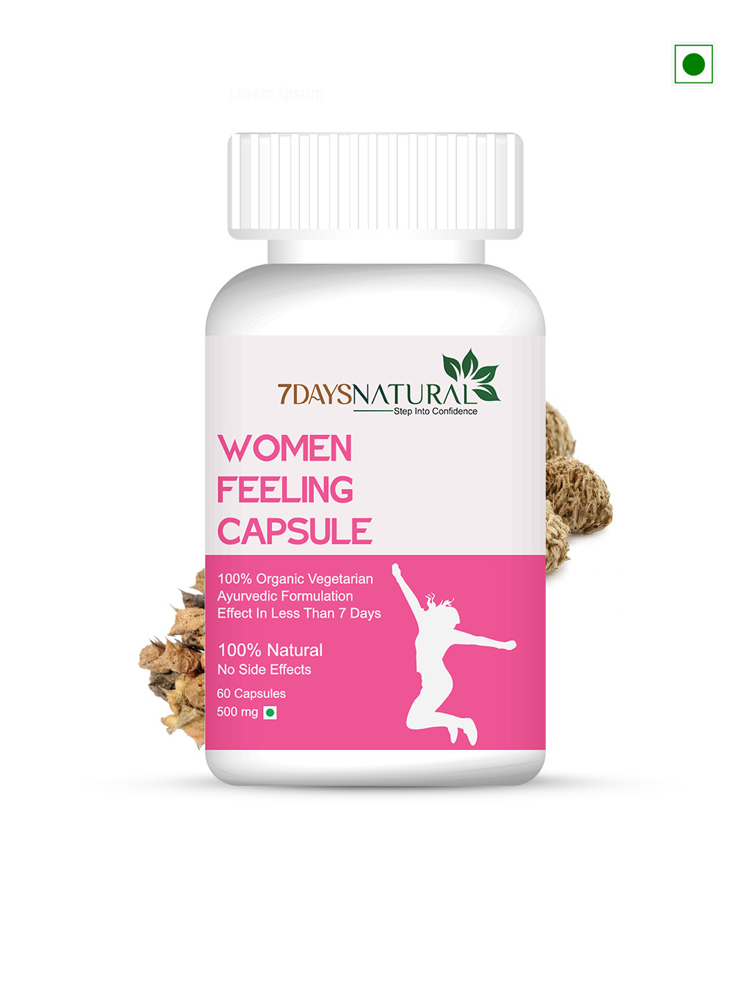 7DAYSNATURAL Women Feeling Capsules 500mg With Aloe Vera To Increase Power & Stamina-60 Capsules