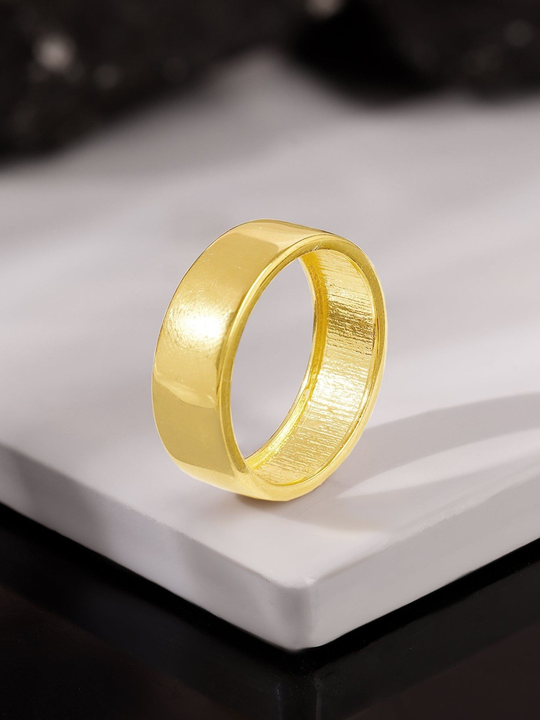 GIVA Men 925 Silver Gold-Plated Classy Plain Bands