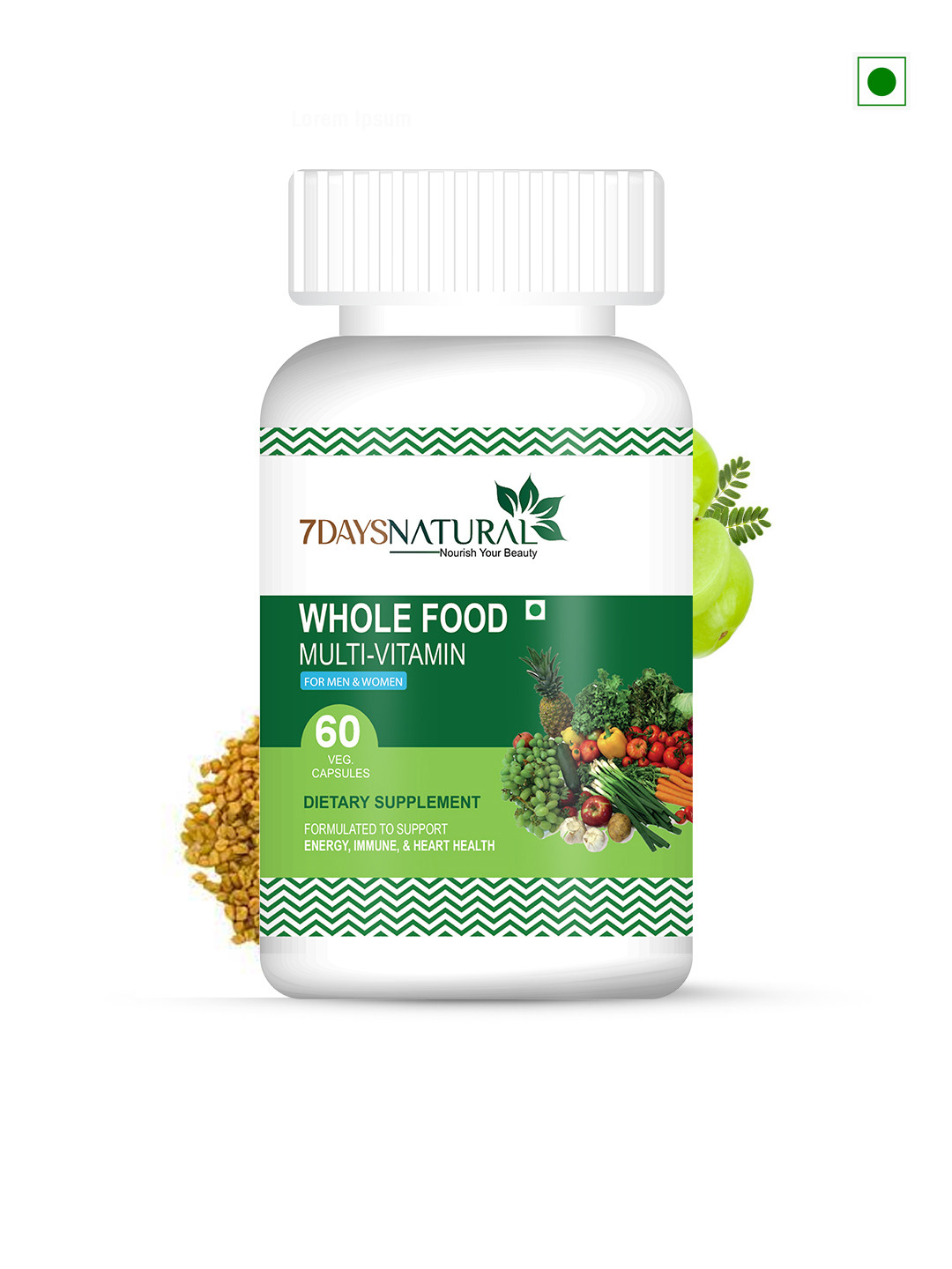 7DAYSNATURAL Natural Whole Food Multi Vitamin Capsules - 60 Capsule