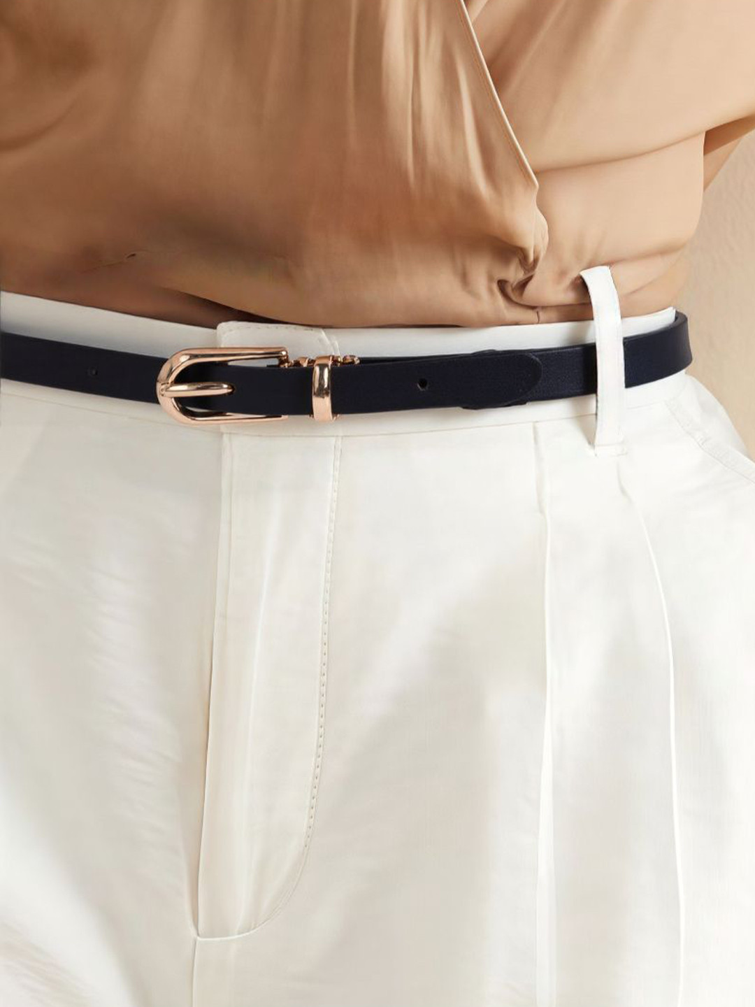 SALTY Women Lumen Slim Gold Buckle Belt