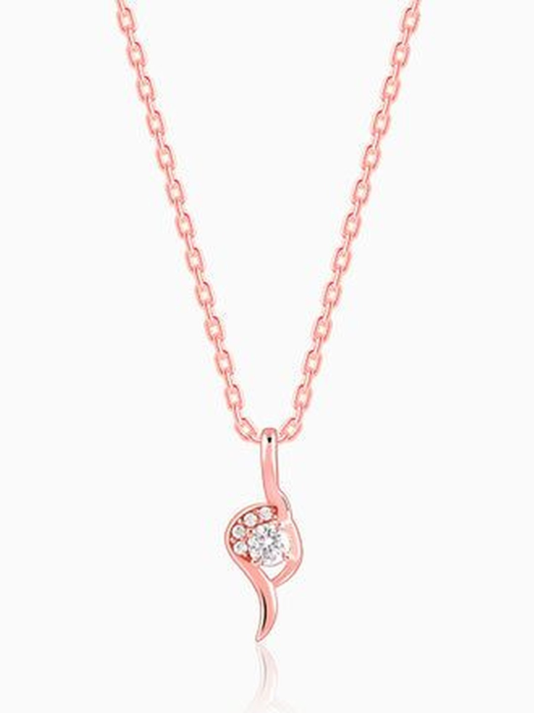 GIVA 925 Sterling Silver Rose Gold-Plated Zircon Cute Swirl Pendant With Link Chain