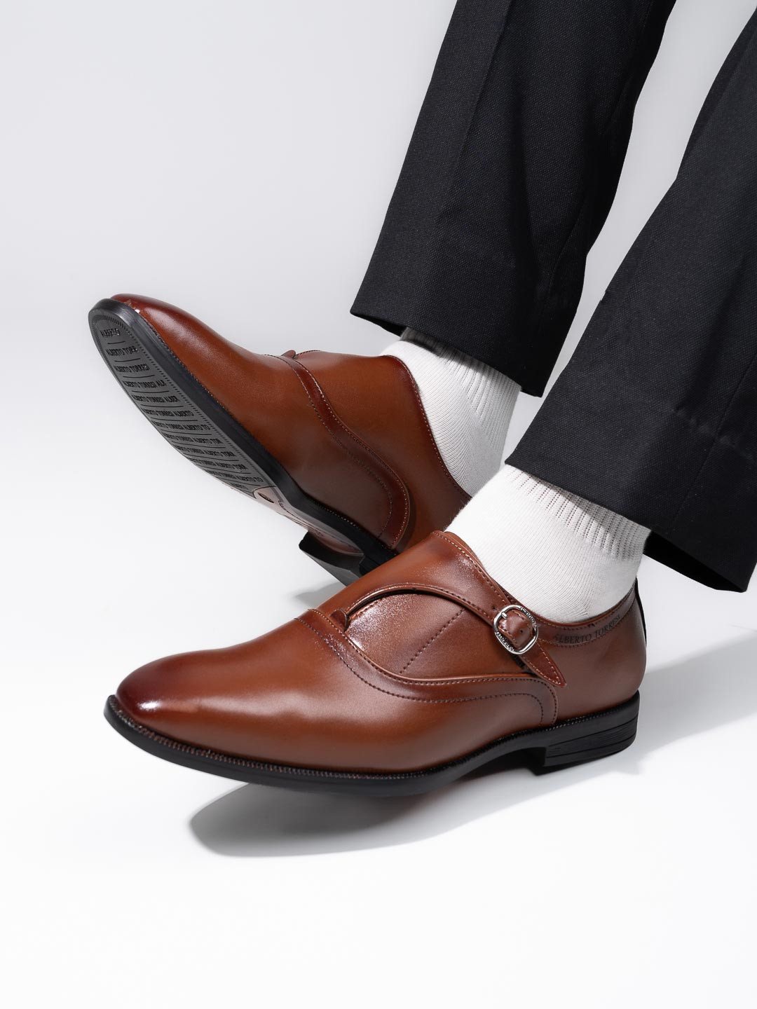 Alberto Torresi Men Tan Brown Formal Monks