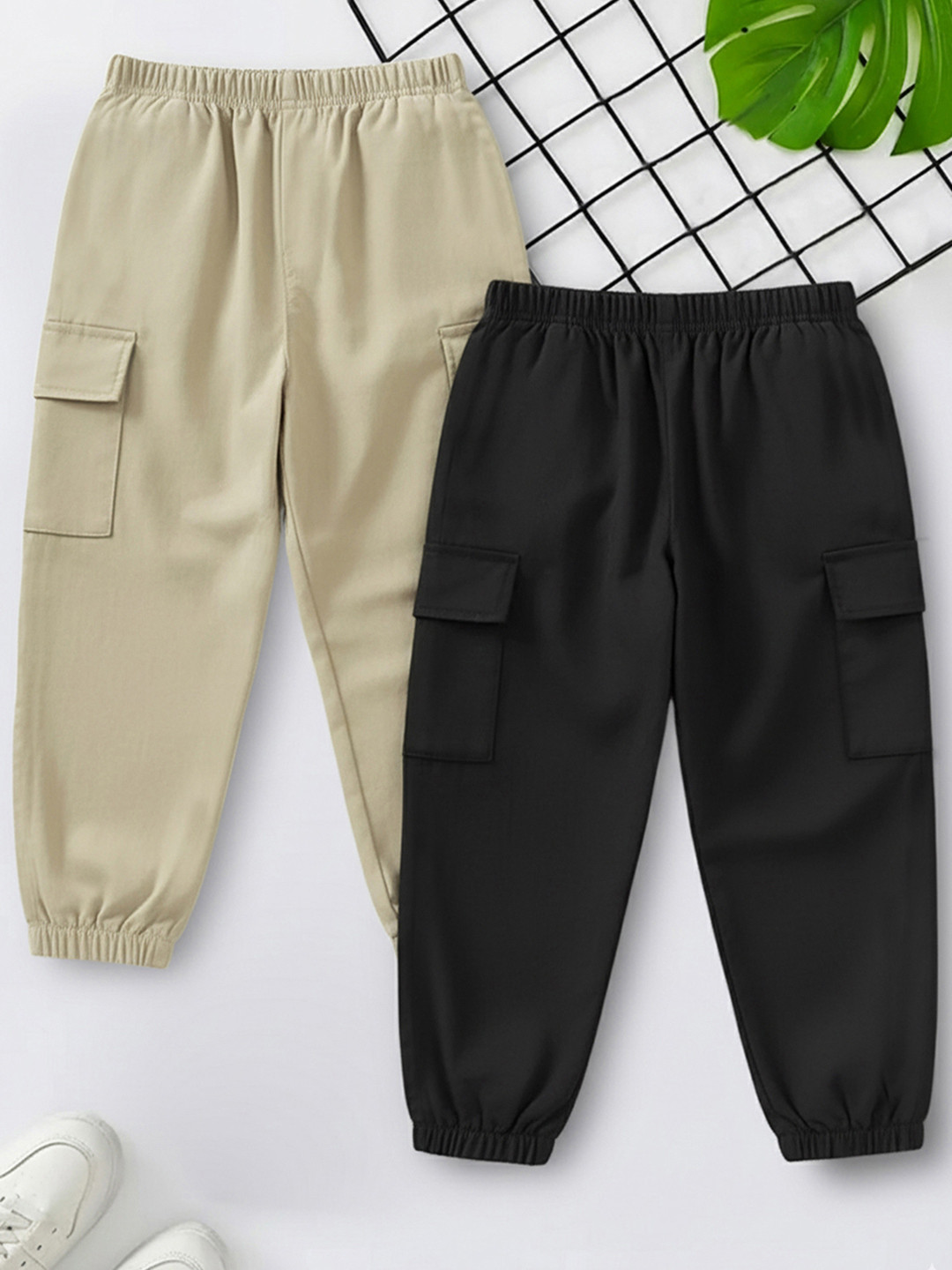 YK X Trampoline Kids Pack Of 2 Cotton Elastic Waistband Joggers