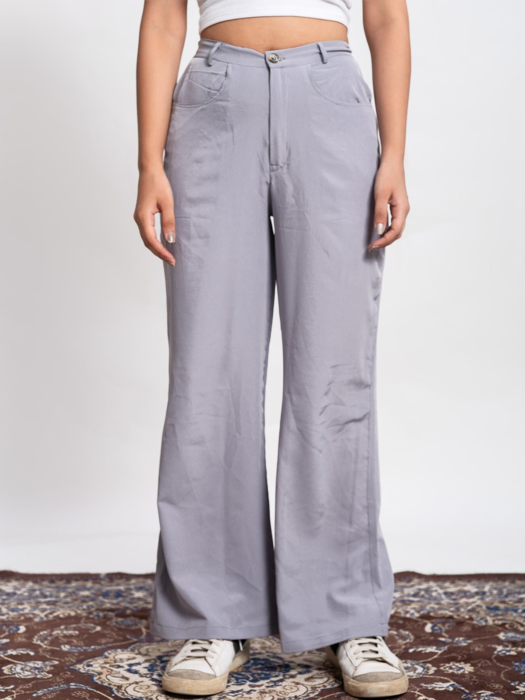 JAIPUR GLOBAL Relaxed Mid-Rise Flared Trousers