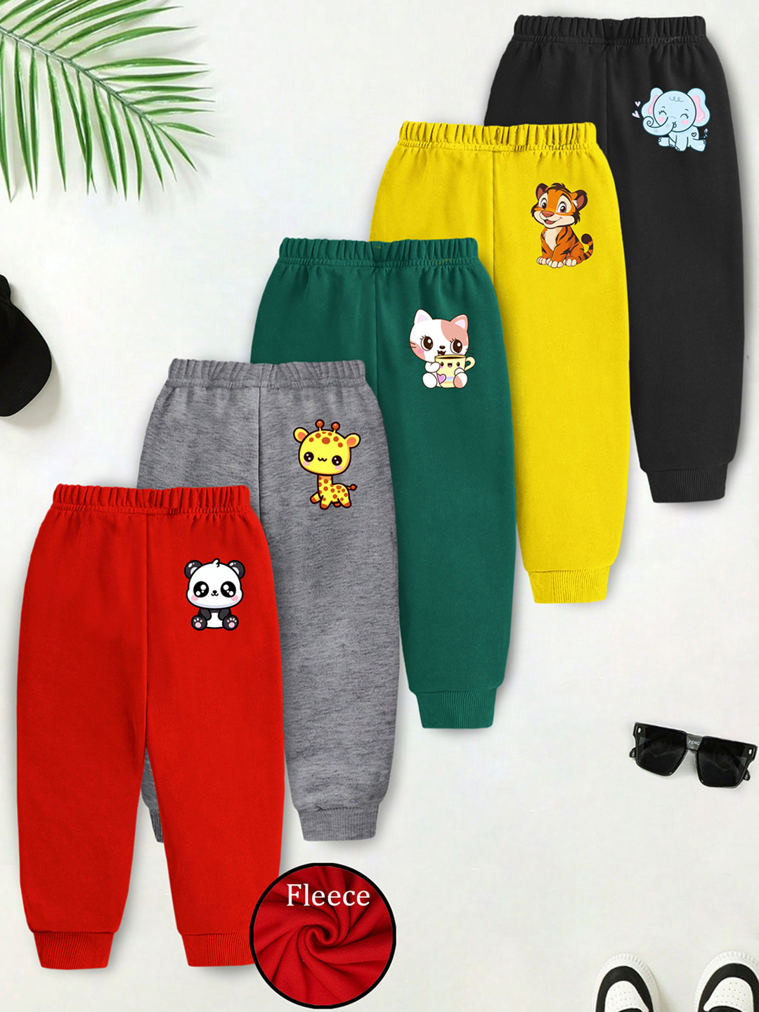 YK X Trampoline Kids Pack Of 5 Relaxed Fit Mid Rise Joggers