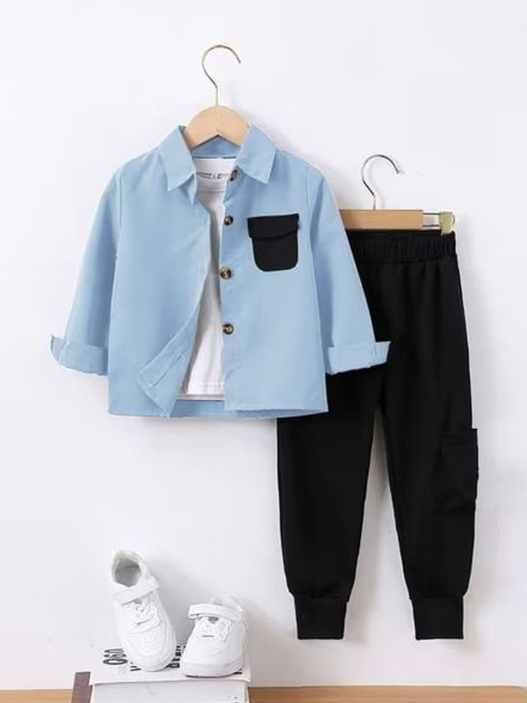 Ocvito Boys Long Sleeves Shirt And T-shirt With Joggers