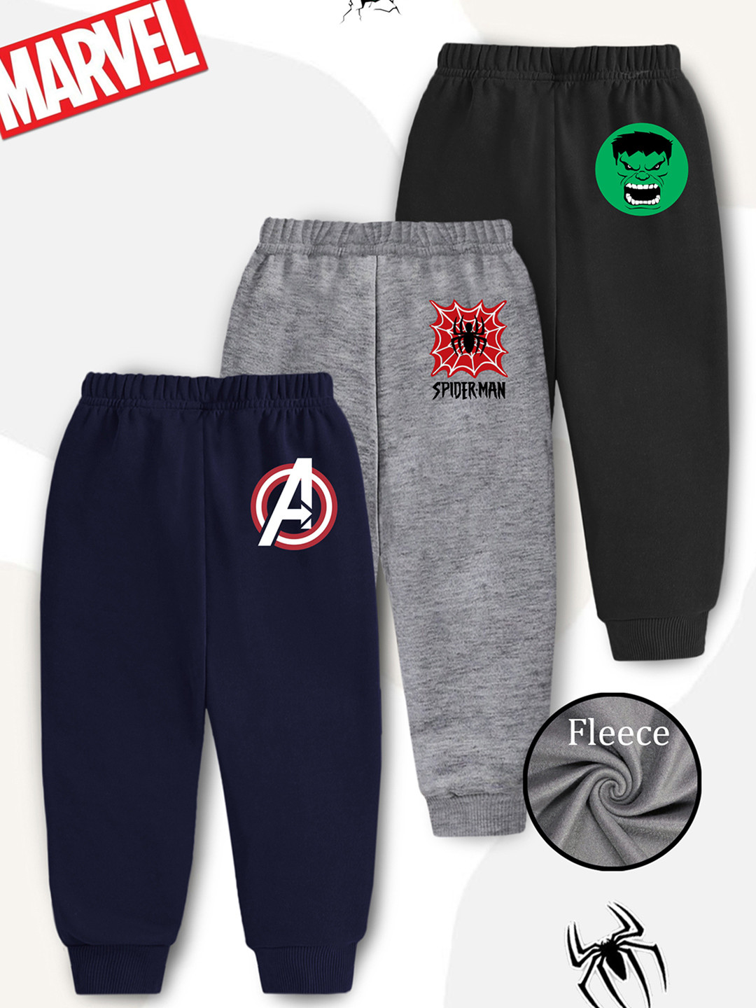 YK Marvel Boys Pack of 2 Printed Mid Rise Joggers