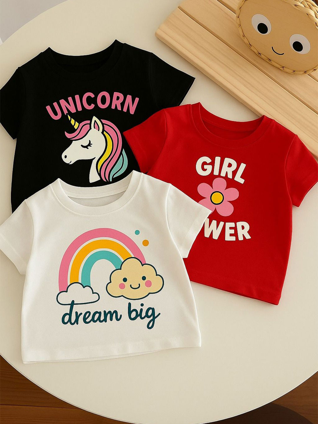 DAMN GUD DG Girls Pack of 3 Printed T-shirts