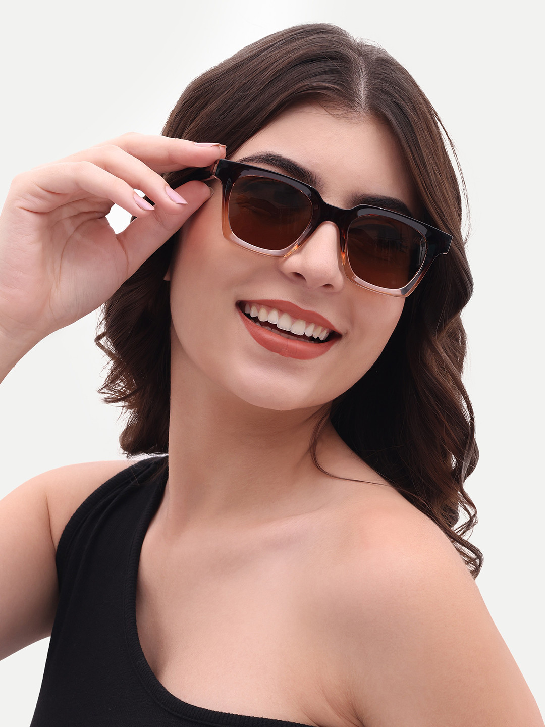 HAMILTANO WINSTON Women's Brown UV Protected Rectangular SunglassesSKU244