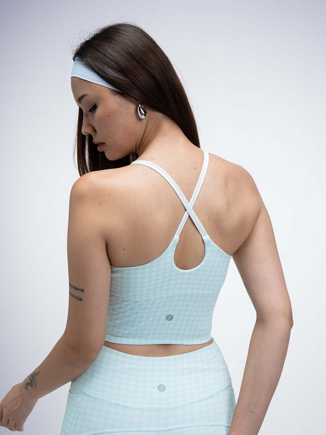 CAVA Mint Gingham Cross Back Sports Bra