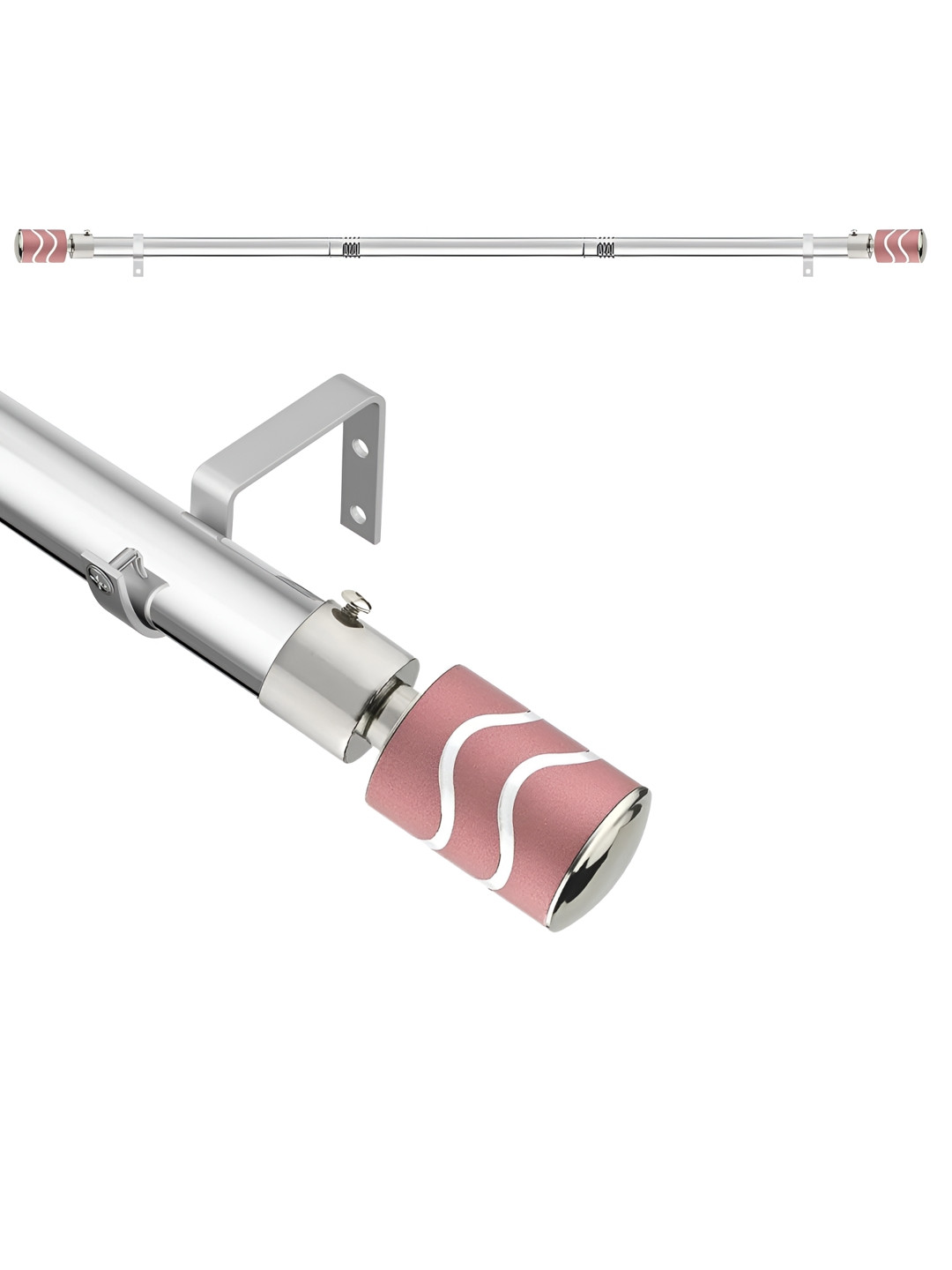GLOXY Pink Chrome Finish Extendable Curtain Rods & Brackets