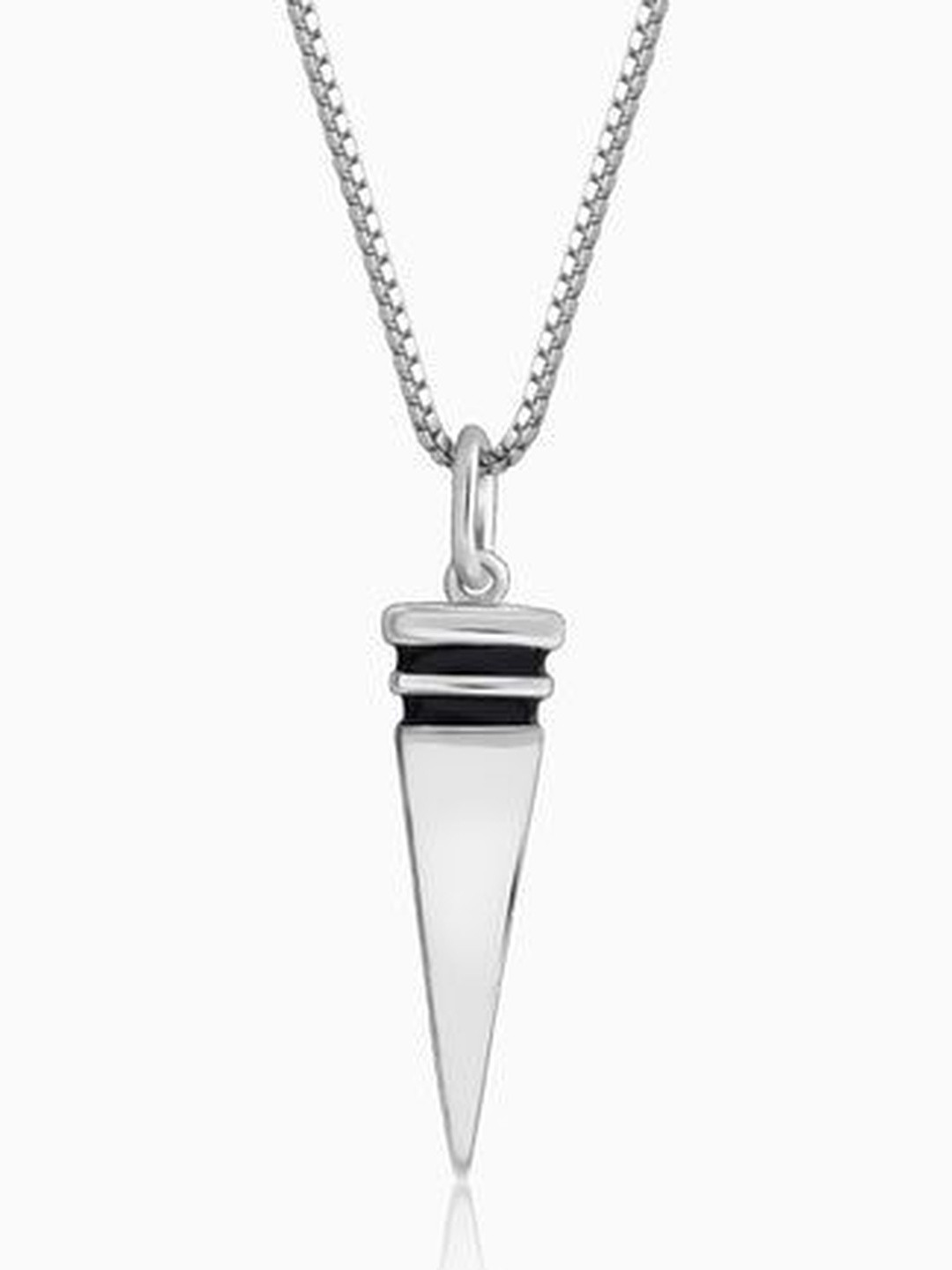 GIVA Men 925 Sterling Silver Rhodium-Plated Spike Pendant With Link Chain