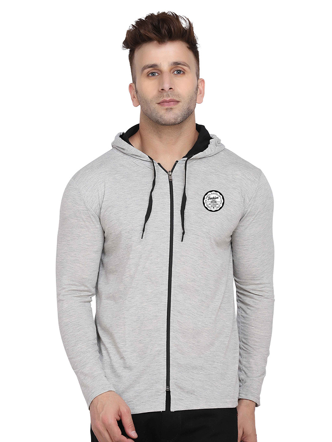 BEYOU FASHION Self Design Hooded Slim Fit T-shirt