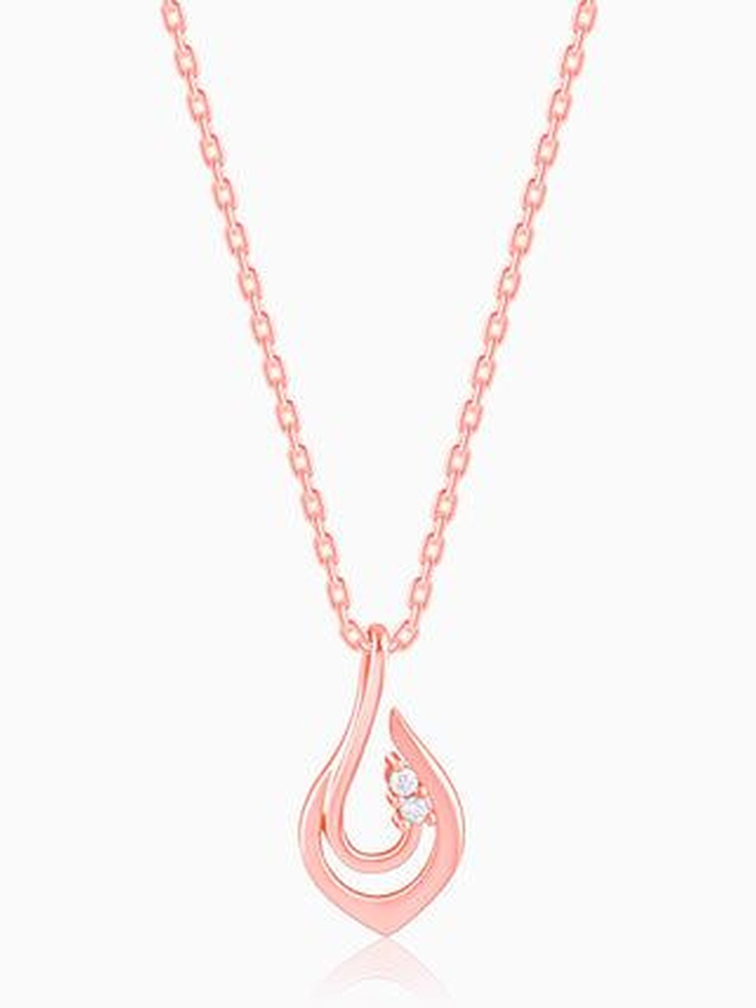 GIVA 925 Sterling Silver Rose Gold-Plated Zircon Cute Drop Pendant With Link Chain