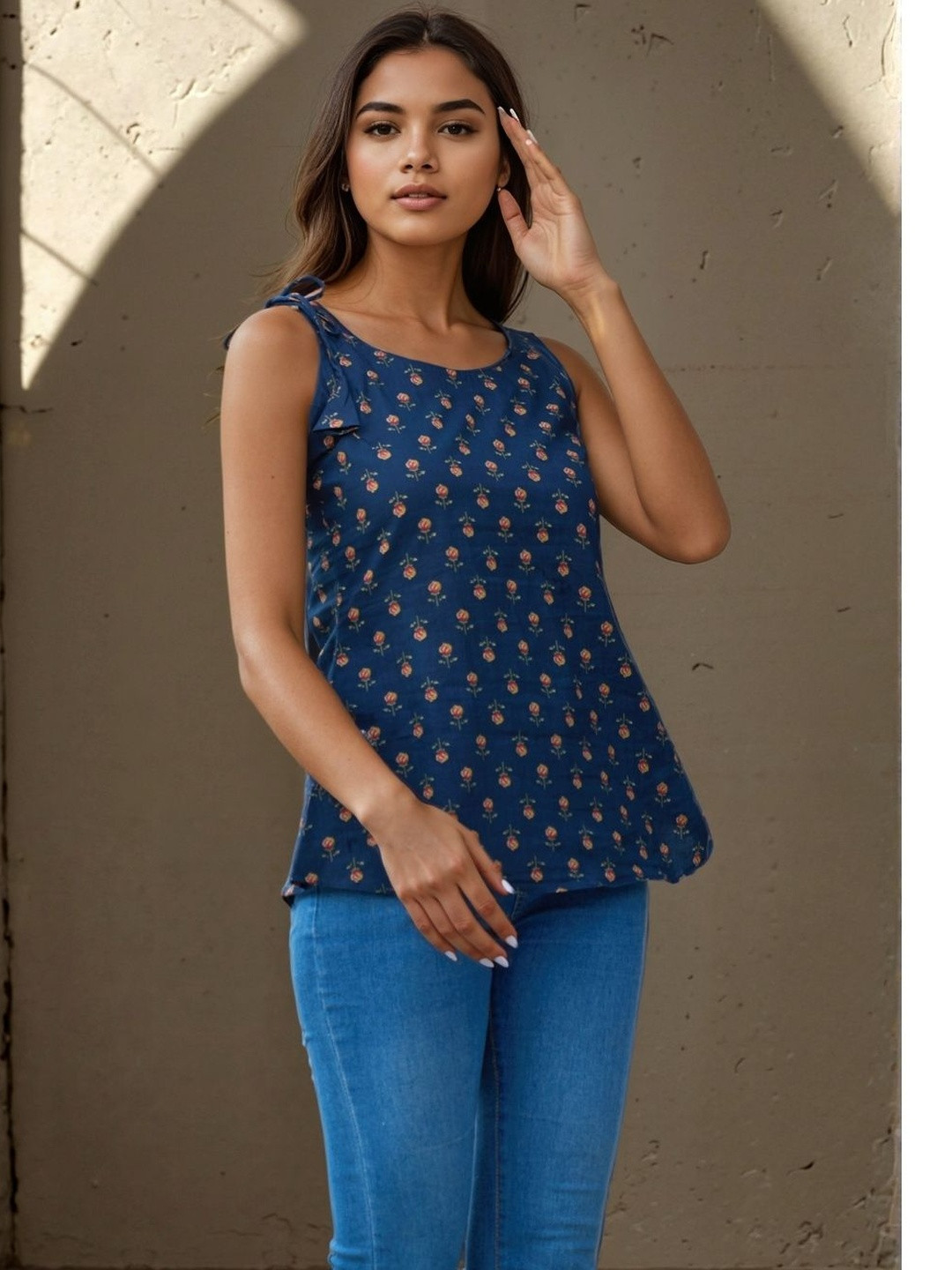 GULMEHAK Floral Print Cotton Top