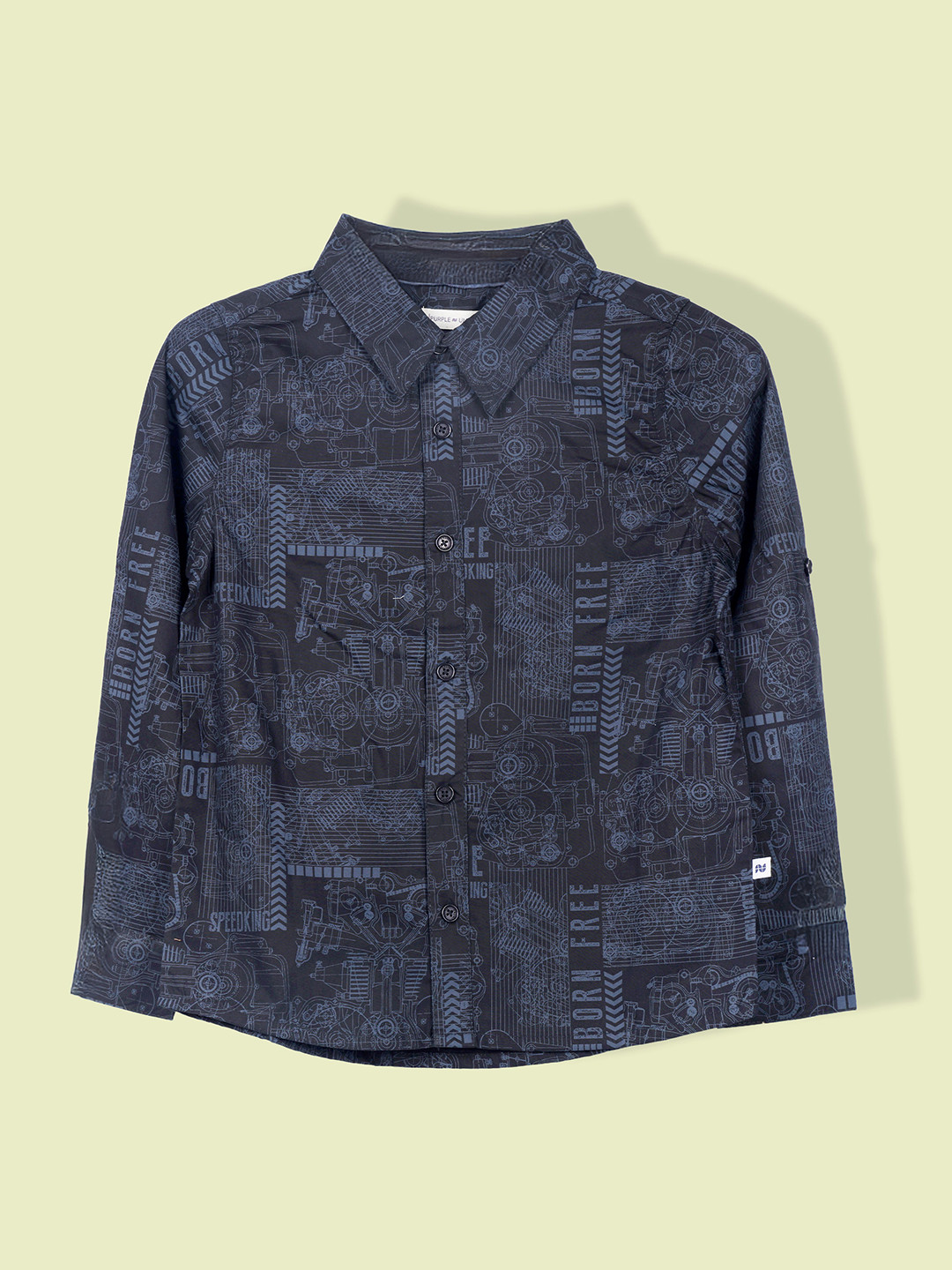 Purple United Kids Boys Opaque Printed Casual Shirt
