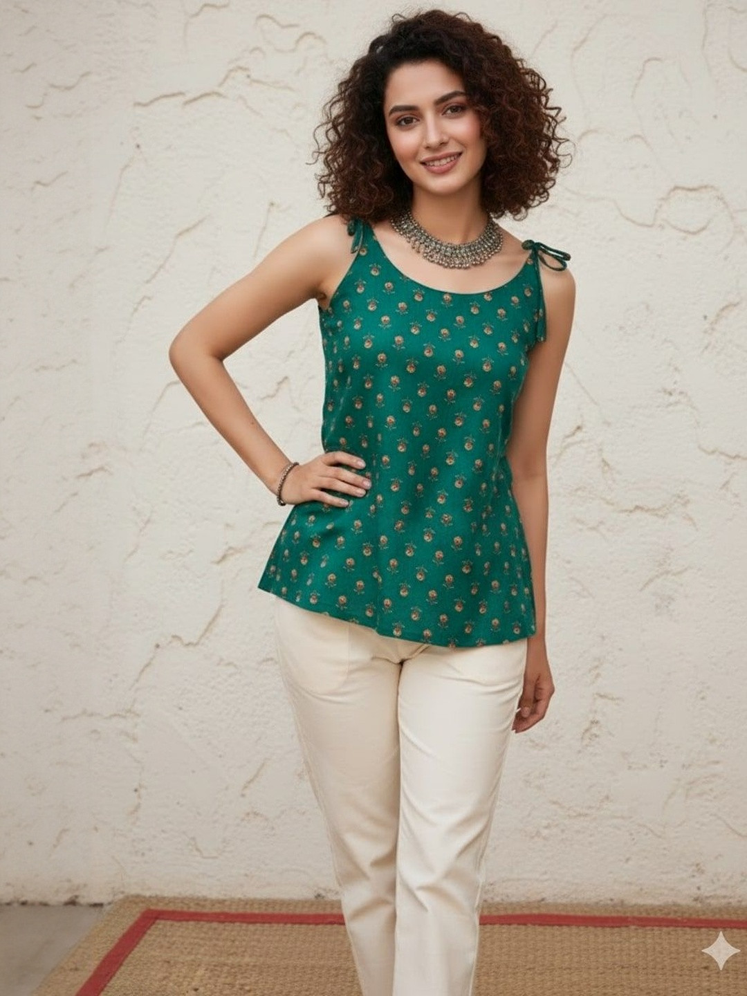 GULMEHAK Floral Print Cotton Top