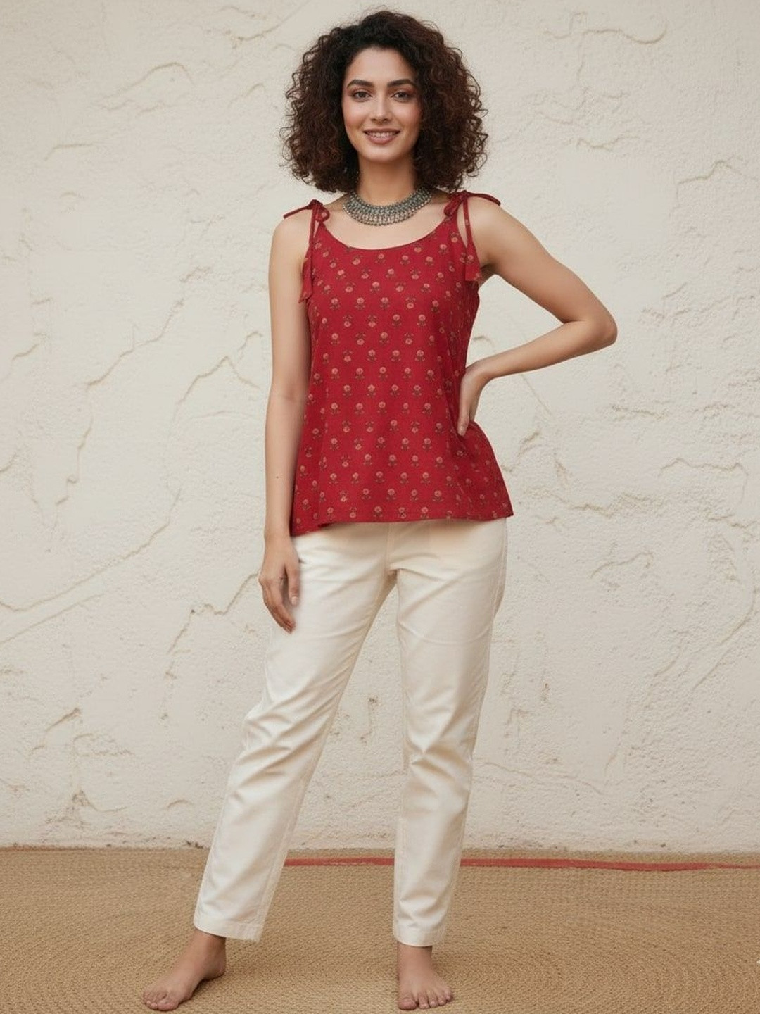 GULMEHAK Floral Print Cotton Top