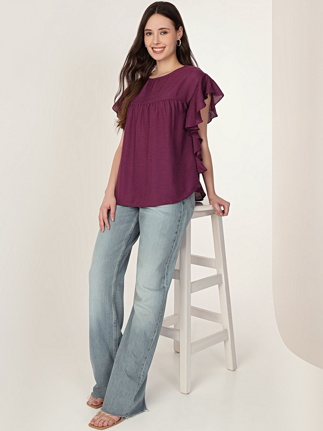 MISH X Flutter Sleeve Ruffles Top