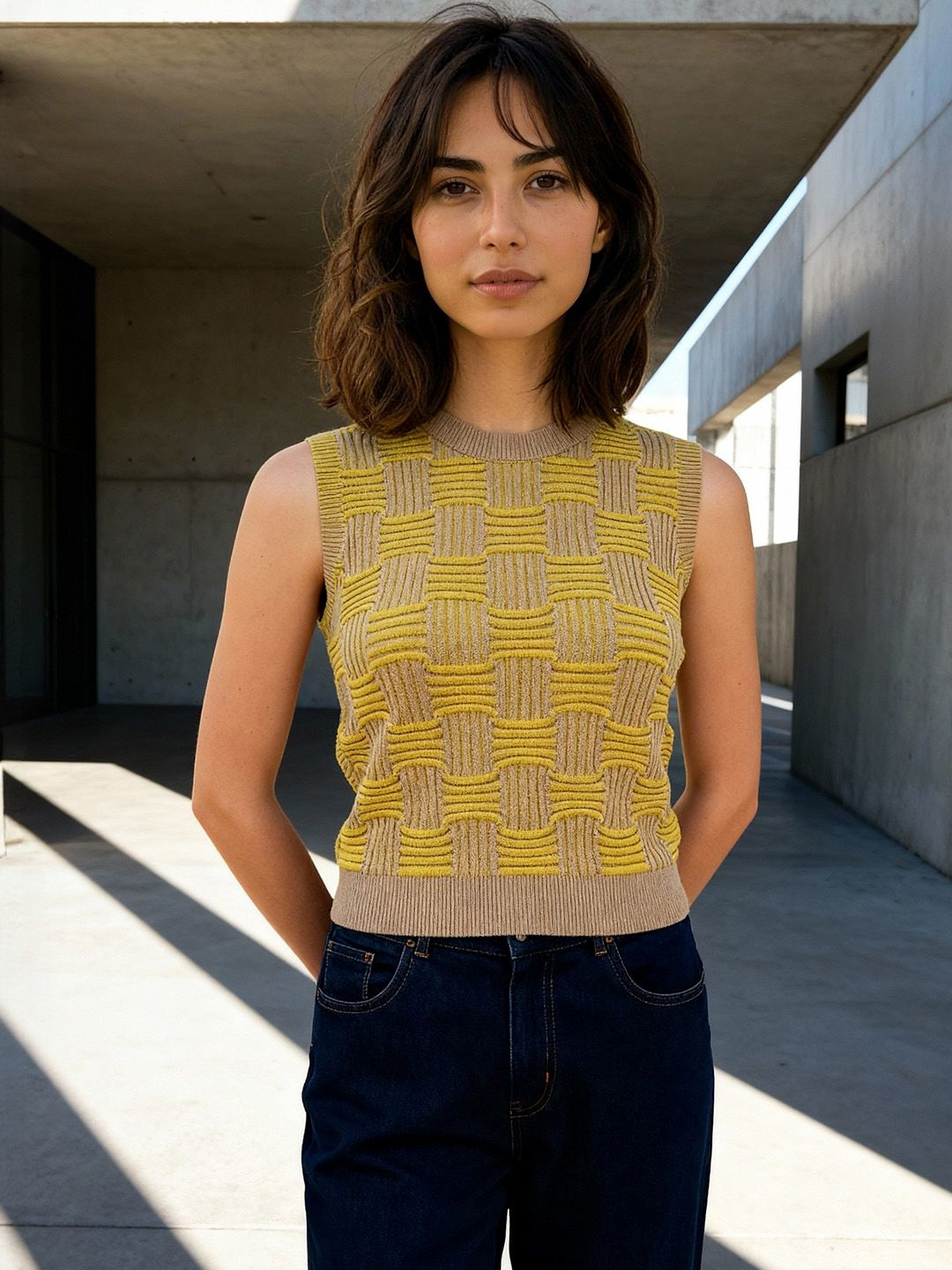 ZUMMER Women Pure Cotton Self Design Textured Top