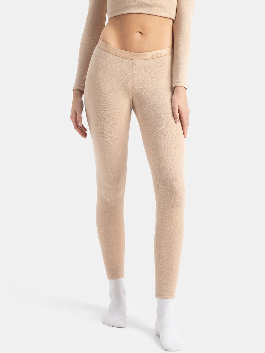 Jockey Soft Touch Microfiber Elastane Stretch Fleece Fabric Thermal Leggings - 2541