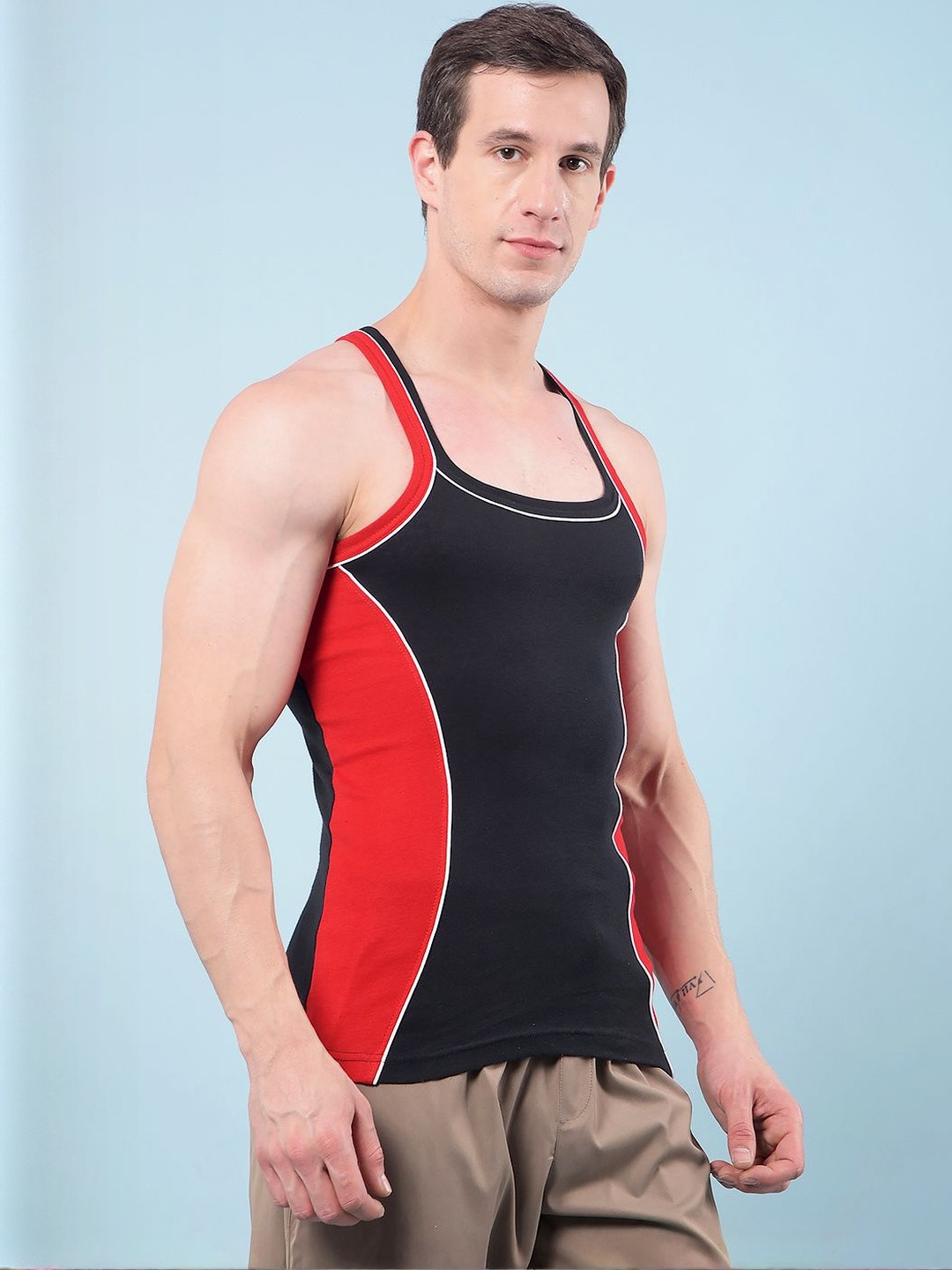 RKG Pack Of 7 Assorted Colourblocked Square Neck Sleeveless Gym Vests