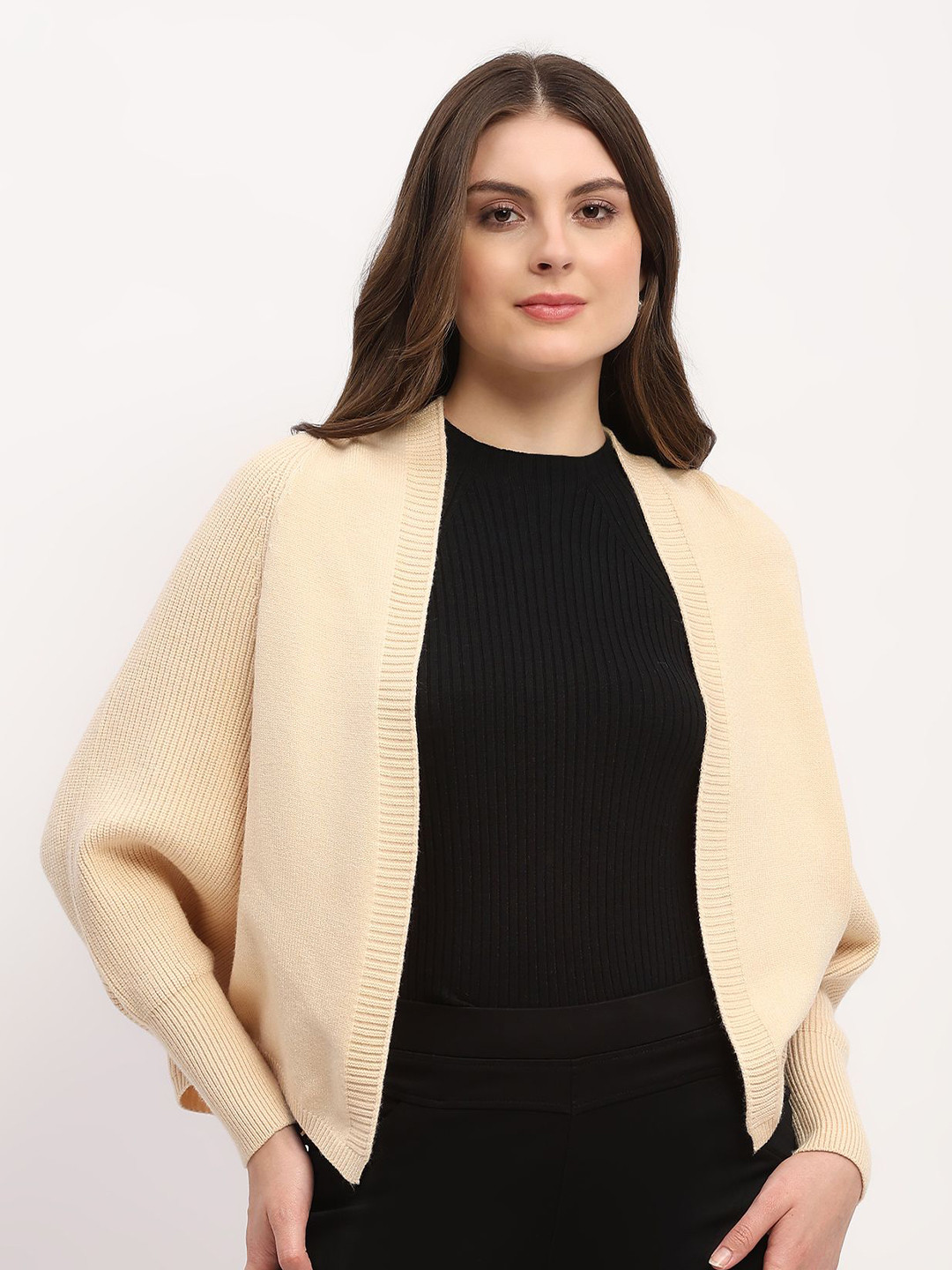 Global Republic Shawl Collar Asymmetric Open Front Shrug