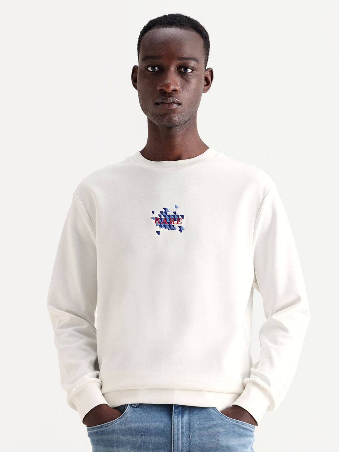 RARE RABBIT RONTA Men Brand Logo Printed Round Neck Sweatshirt