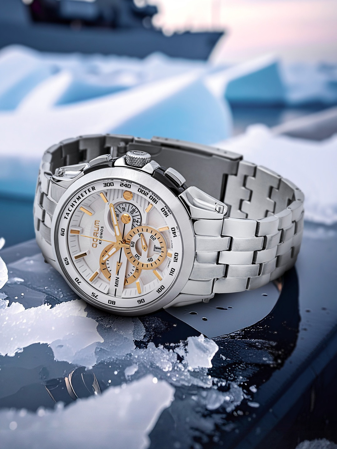 QORUM INDIA Kronos Men Bracelet Style Straps Analogue Chronograph Watch G105 Kronos-White