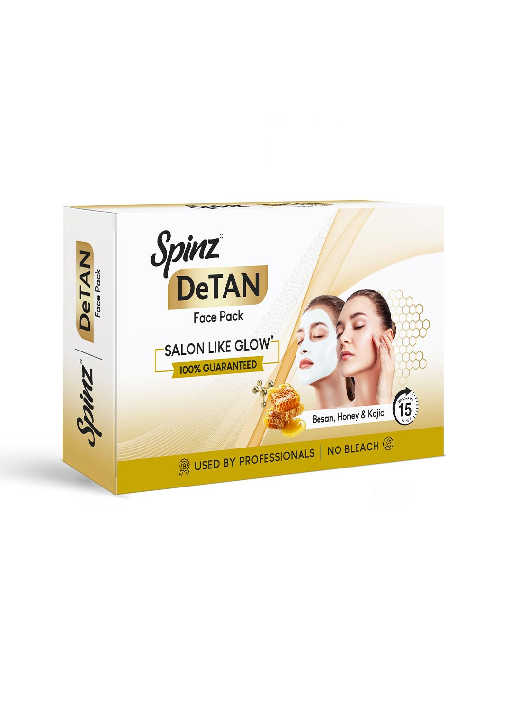 Spinz DeTan Besan Honey & Kojic Salon like Glow No Bleach Face Pack - 72g