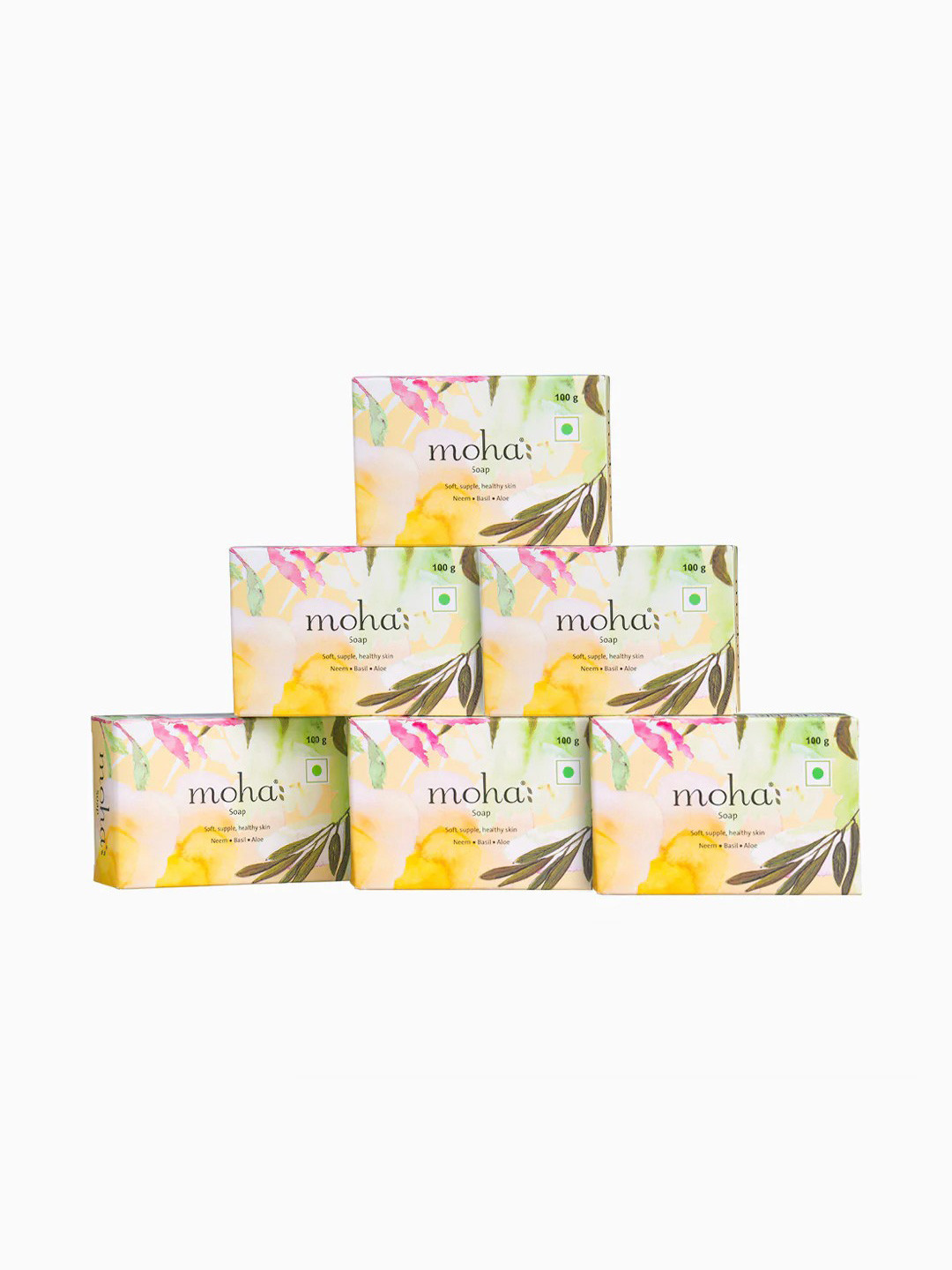 moha 6Pcs Anti-Acne &Antibacterial Herbal Soap for Clear&Healthy Skin with Herbs-100g Each