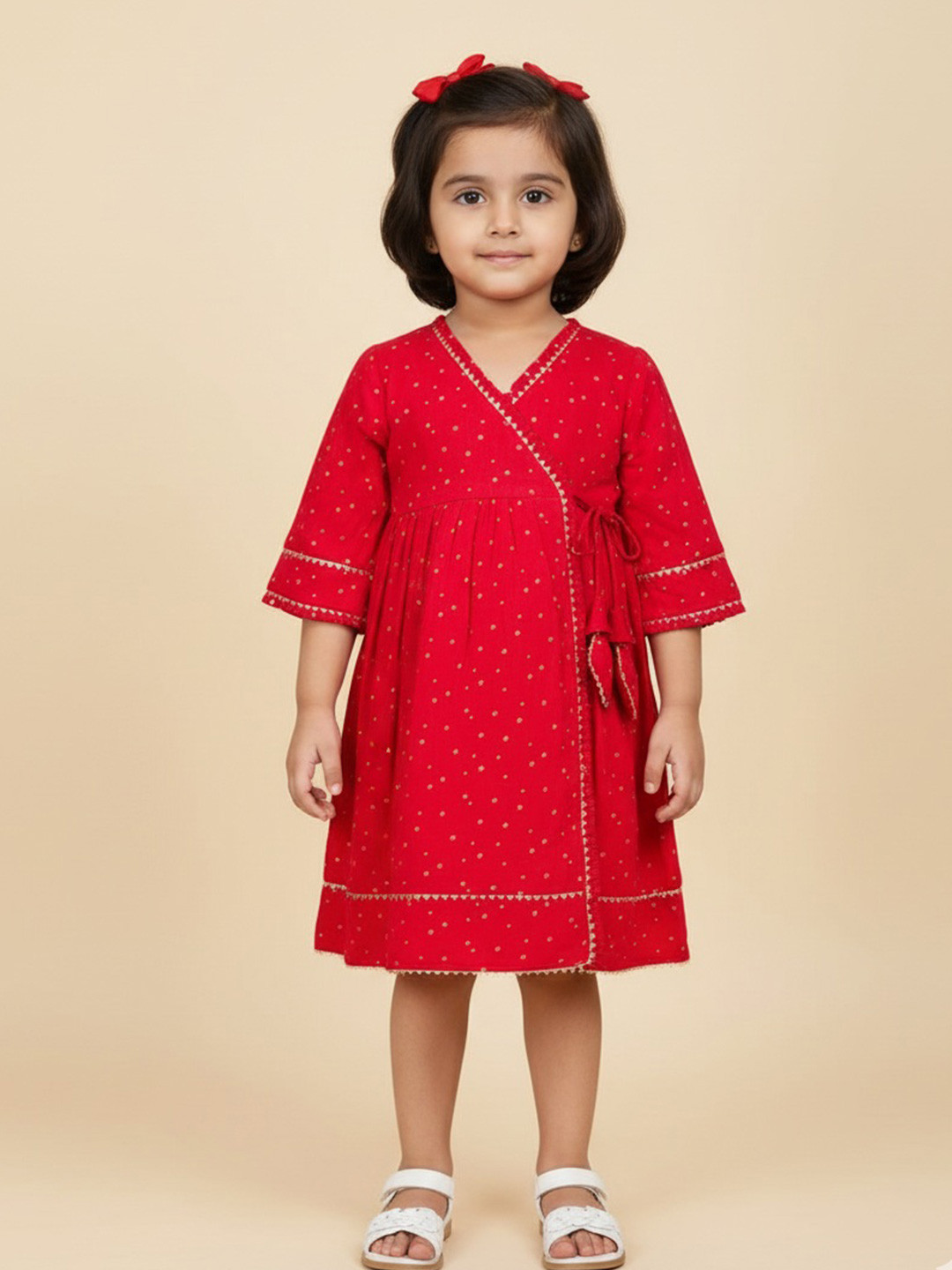 EARTHY TWEENS Girls Conversational Printed V-Neck Cotton A-Line Dress