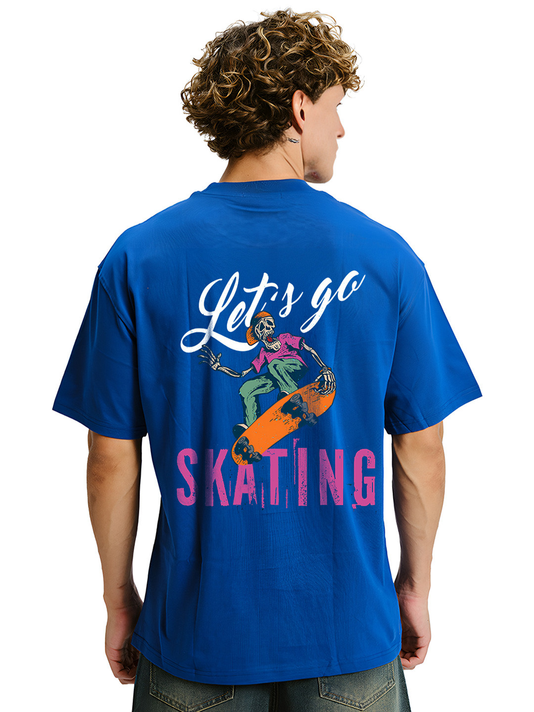 BDSQUARE Skating Graphic Printed Drop-Shoulder Sleeves Cotton Oversized T-shirt