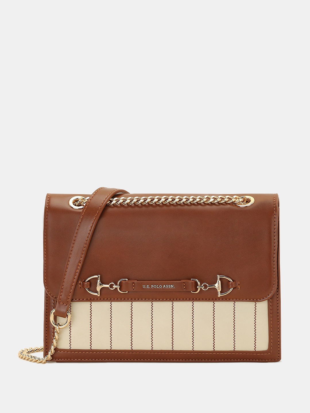 U.S. Polo Assn. Women Babette Tan Horsebit Compact Sling Bag