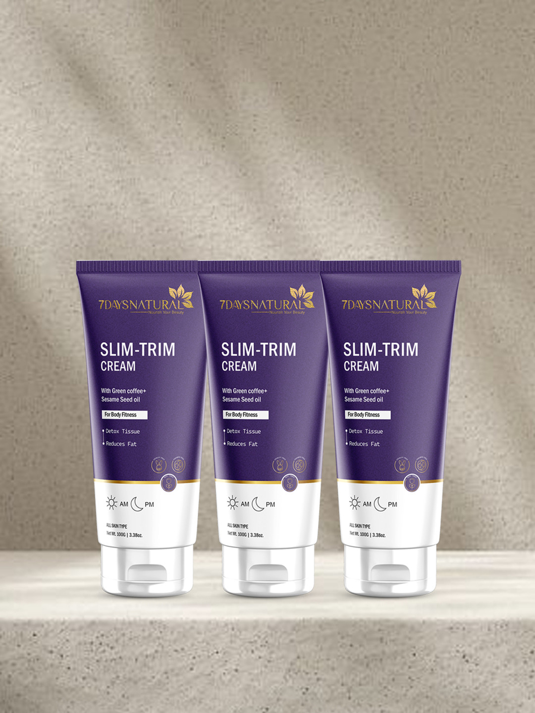 7DAYSNATURAL Feel Of Nature Set Of 3 Body Fit Slimming Cream Eliminates Stubborn Fat - 100g Each