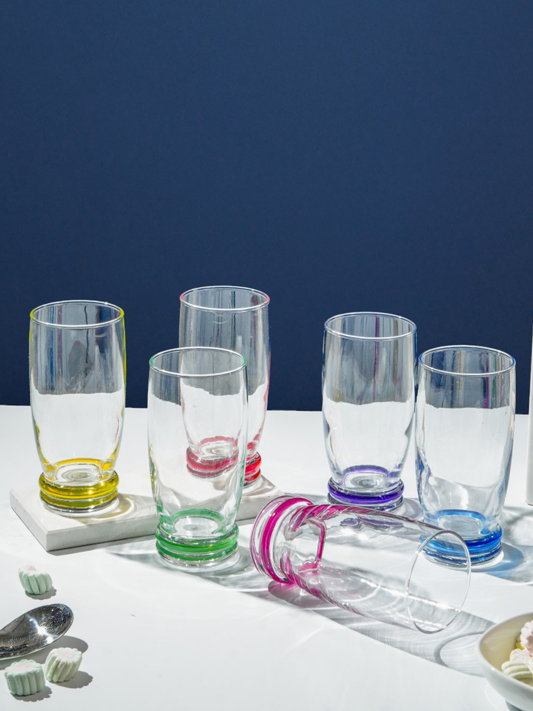 Luminarc International 6pcs Cortina Multicolor & Transparent Highball Juice & Water Glass 330 ML