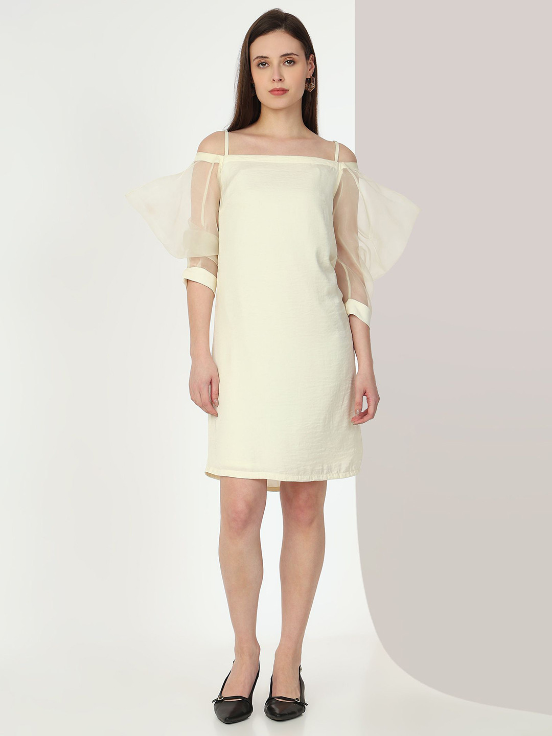 MISH X Shoulder Straps Cold Shoulder Sleeves Shift Dress